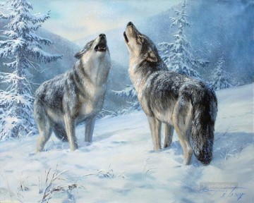 lobos aullando Pinturas al óleo